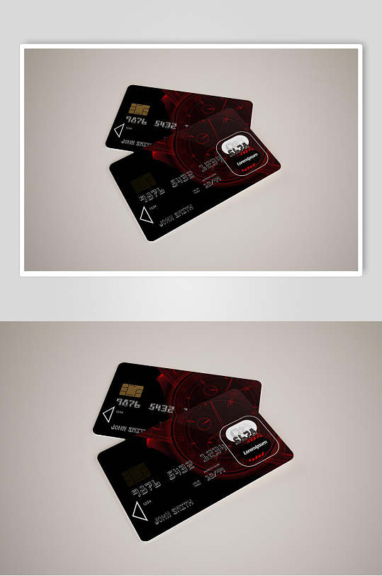 三角形数字芯片红黑信用卡贴图样机