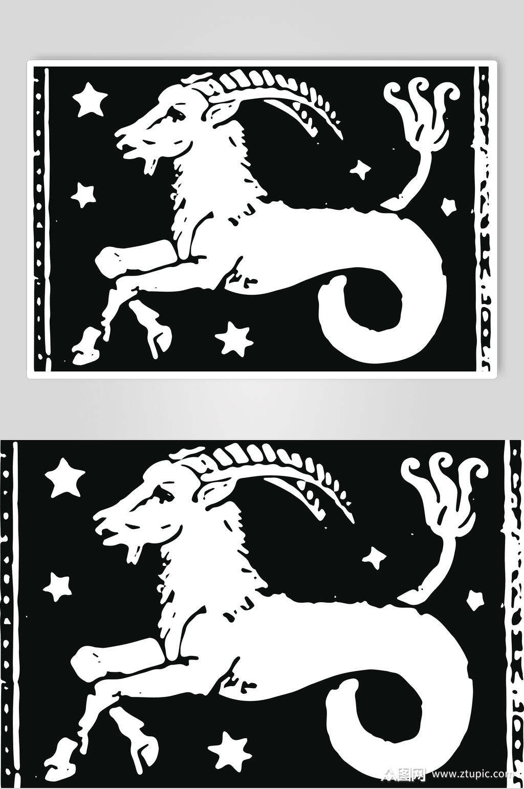 极简羊黑白线性矢量素材