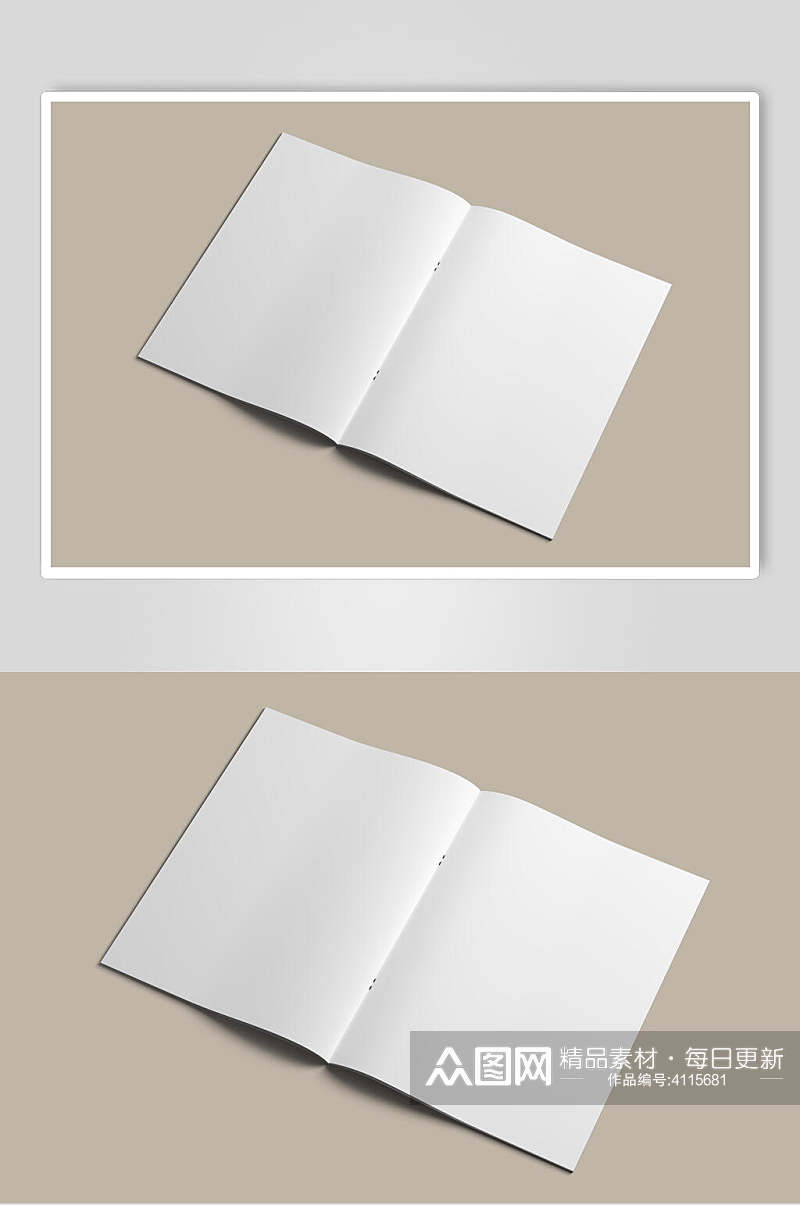 白色简约画册样机效果图素材