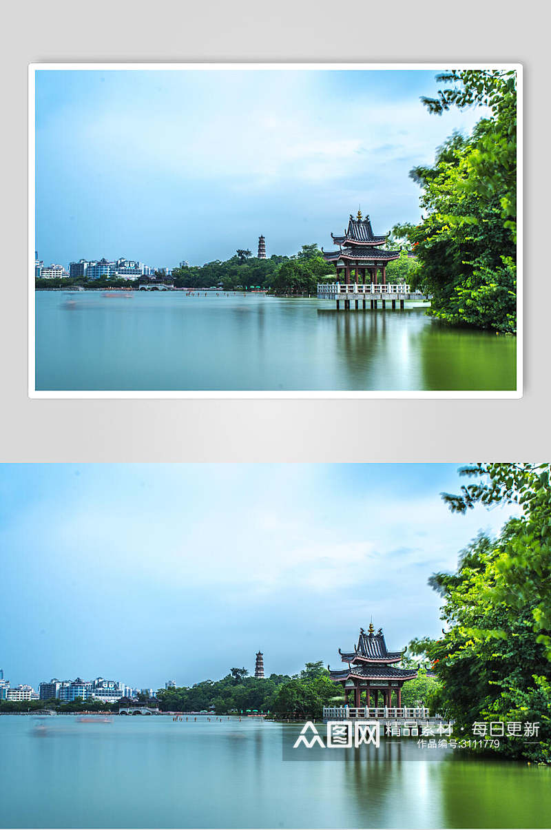 清新中国风古建筑自然风光背景图片素材