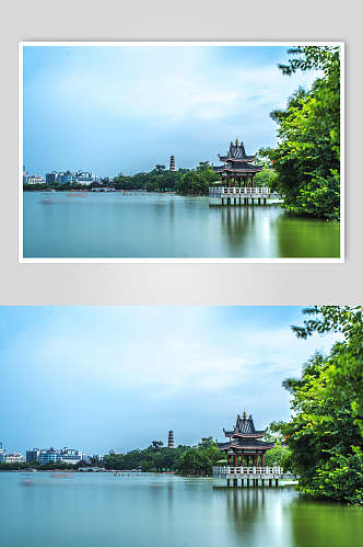 清新中国风古建筑自然风光背景图片
