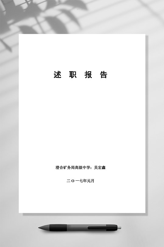 简约述职报告竖版word