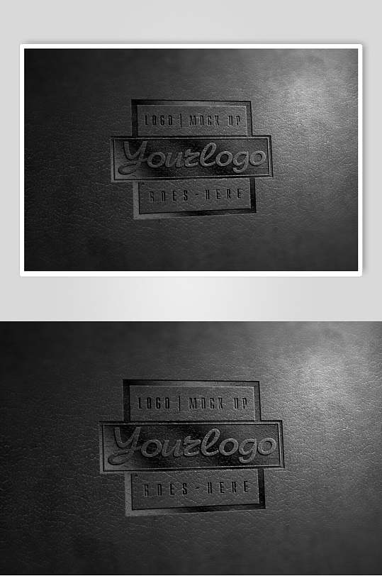 长方形英文字母凹凸花纹灰logo样机