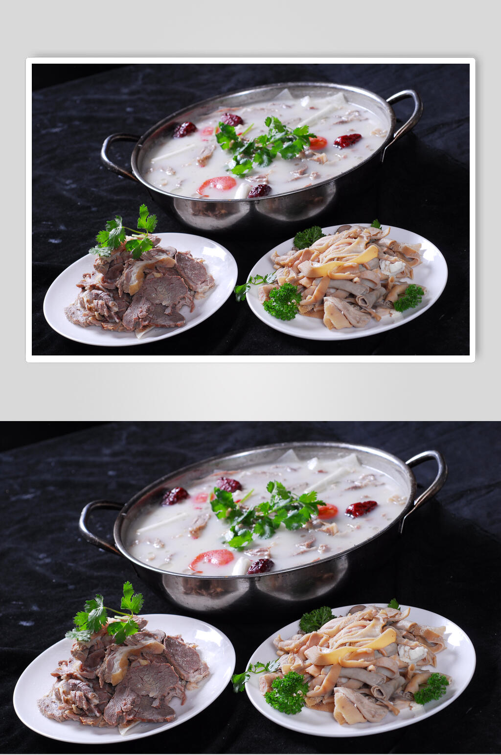 鲜香羊肉羊杂组合汤锅摄影图片素材