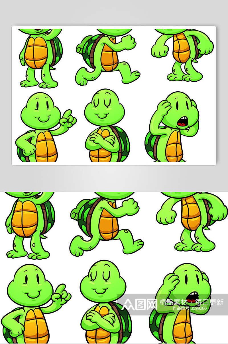 卡通绿色乌龟矢量素材素材