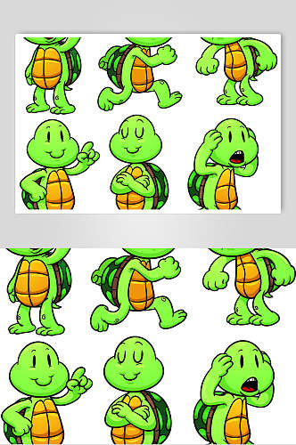卡通绿色乌龟矢量素材