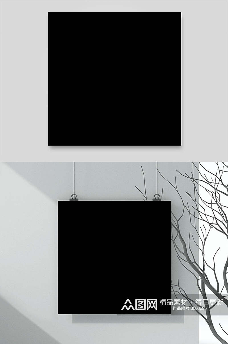 黑白树杈中国风图案背景矢量素材素材