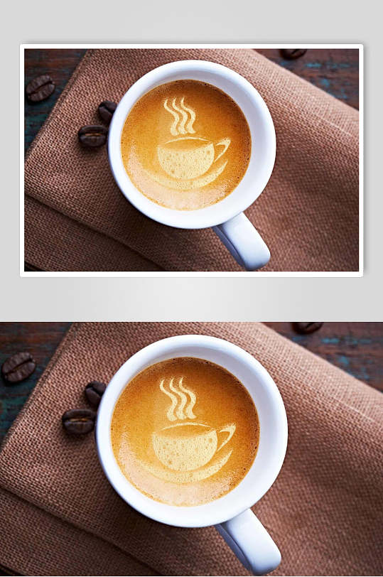 俯视拉花图案咖啡样机