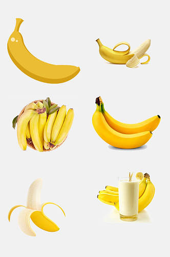牛奶香蕉水果免抠素材