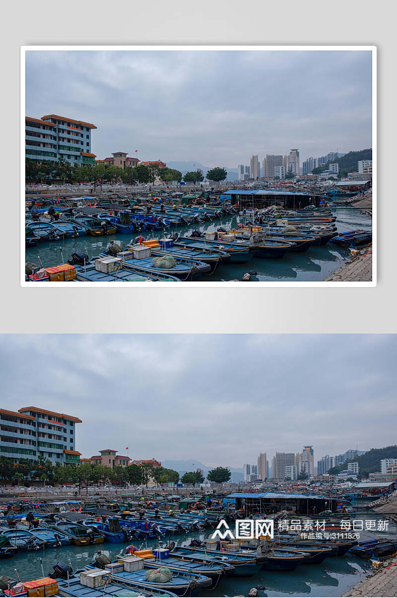 广东惠州大澳停靠的渔船图片素材