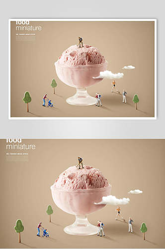 冰淇淋果蔬甜品美食创意海报