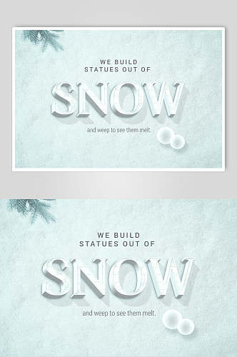 我们用雪雕塑冰雪字体效果素材