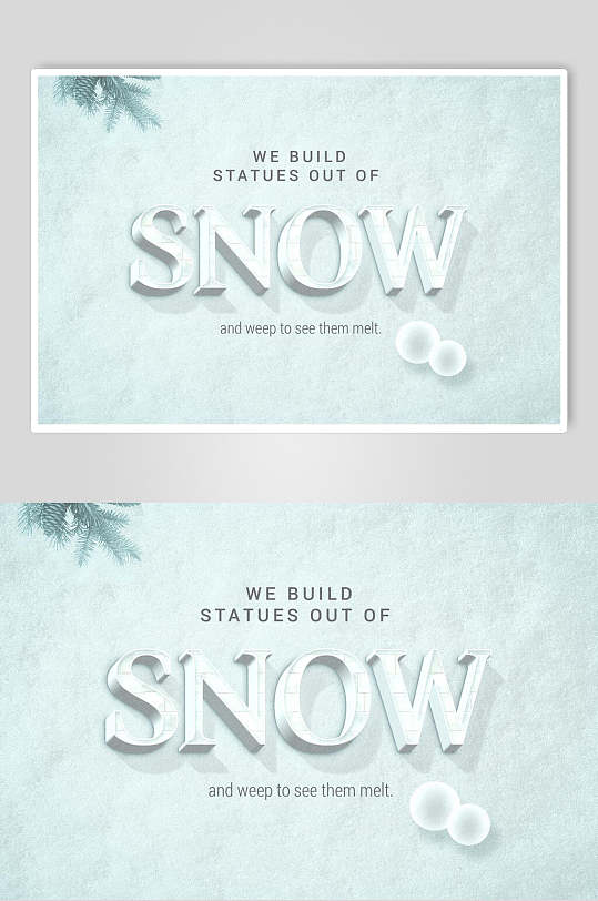 我们用雪雕塑冰雪字体效果素材