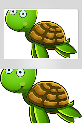 卡通绿色圆眼乌龟矢量素材