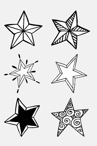 手绘涂鸦星星免抠设计元素