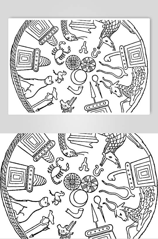 唯美圆形高端创意黑白线性矢量素材