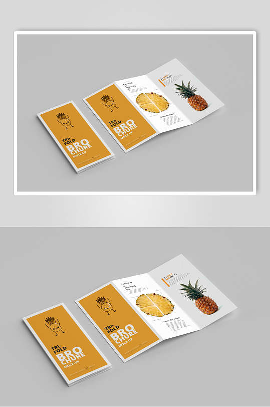 橙色创意三折页样机-众图网