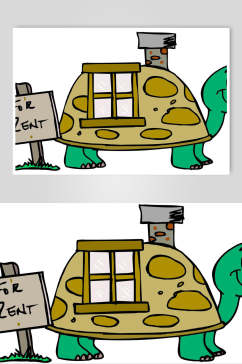卡通手绘窗户乌龟矢量素材