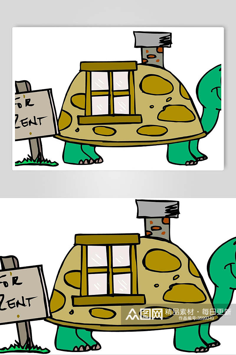 卡通手绘窗户乌龟矢量素材素材