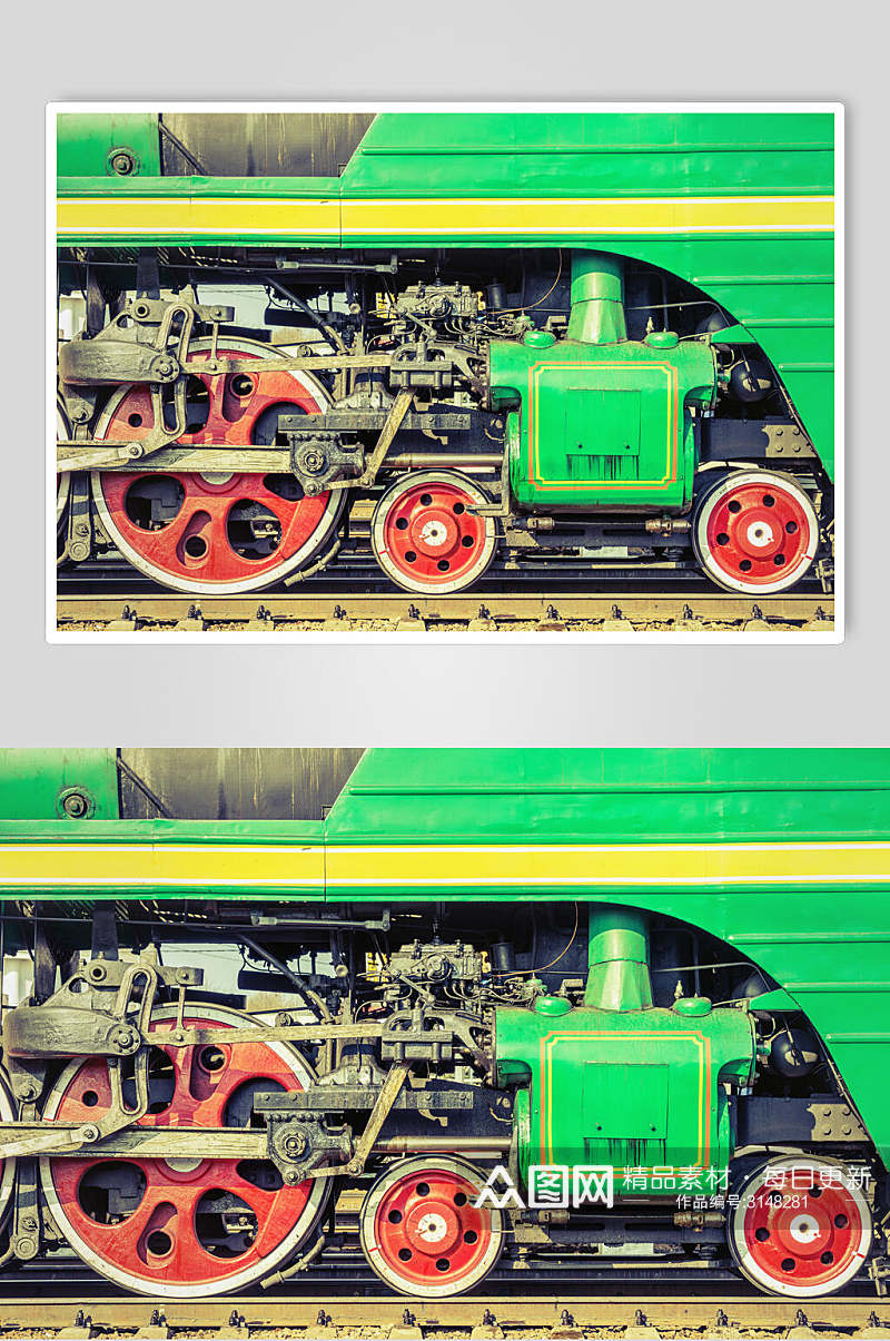 绿皮老蒸汽火车图片素材
