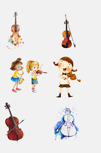 卡通创意小提琴免抠素材