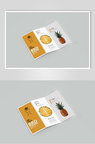 菠萝黄白创意高端清新三折页样机