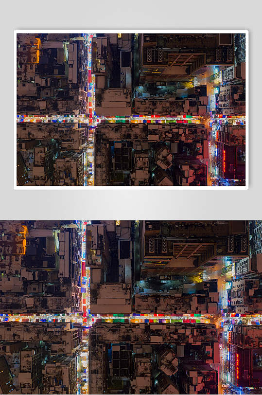 俯瞰广东惠州老城区的夜市图片