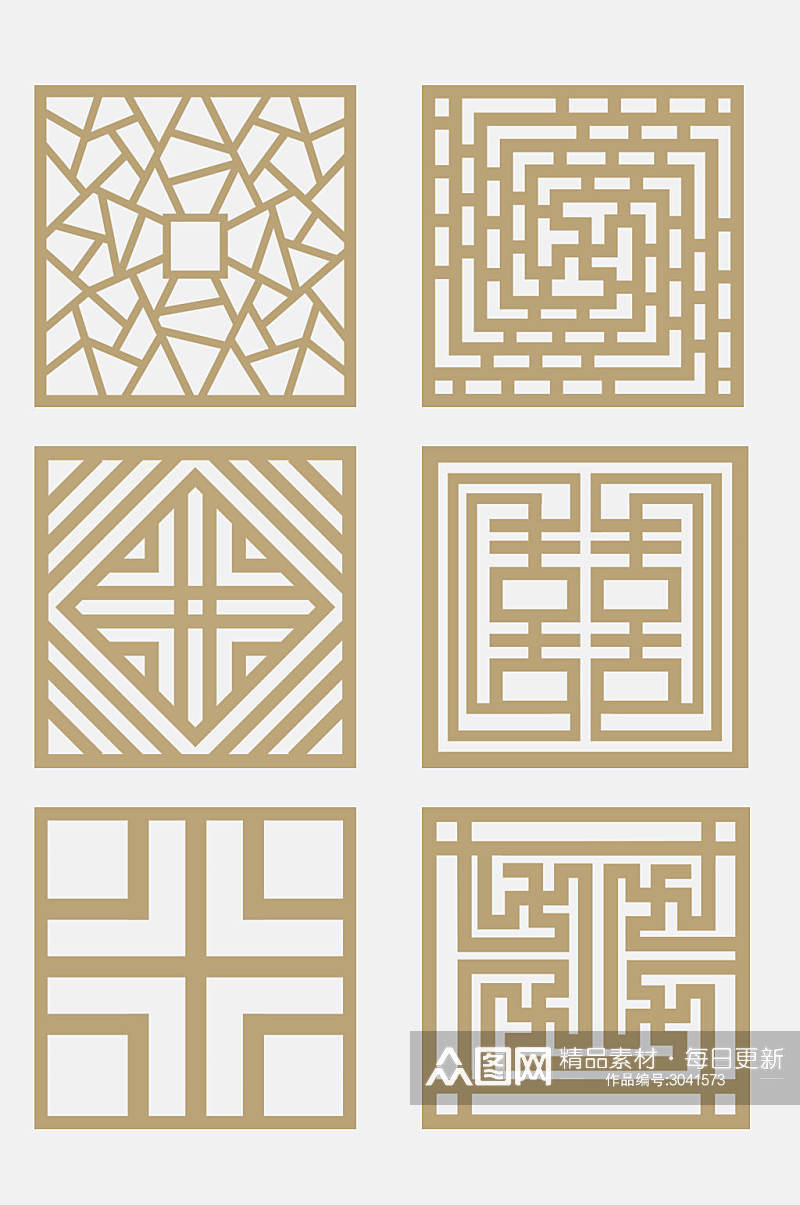 金色高端中国传统方形月饼图案免抠元素素材