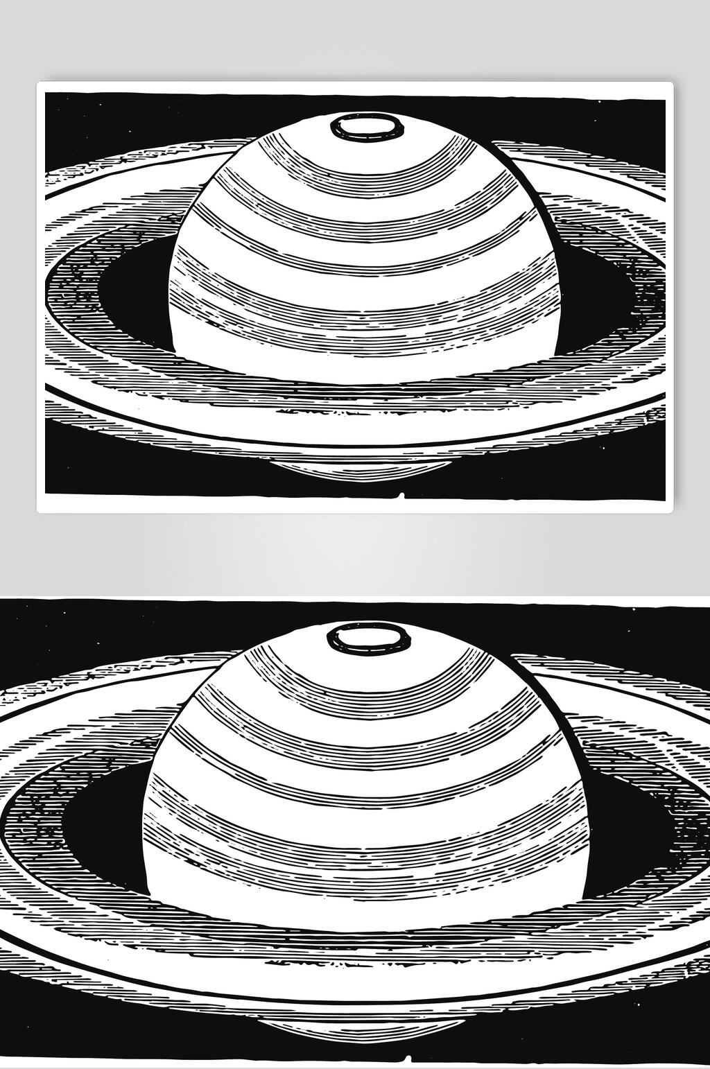 黑白线性星球矢量素材