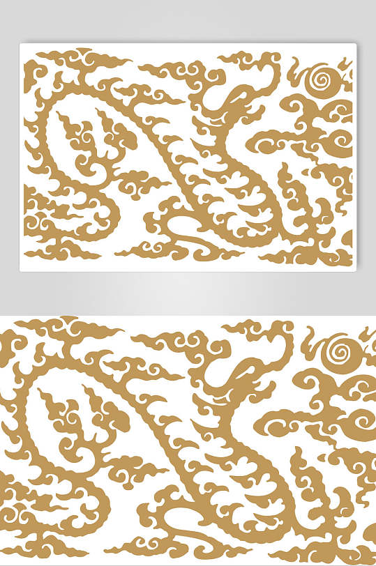 金粉描边龙凤纹样矢量素材