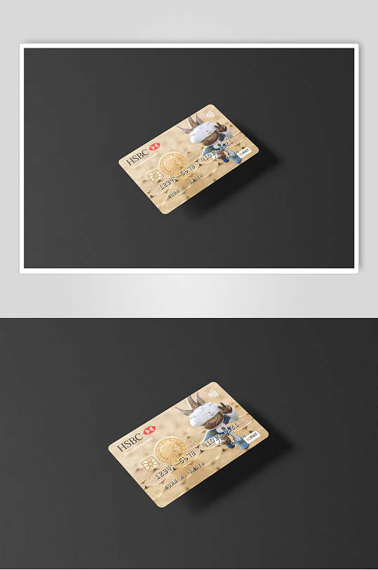 创意卡通信用卡贴图样机
