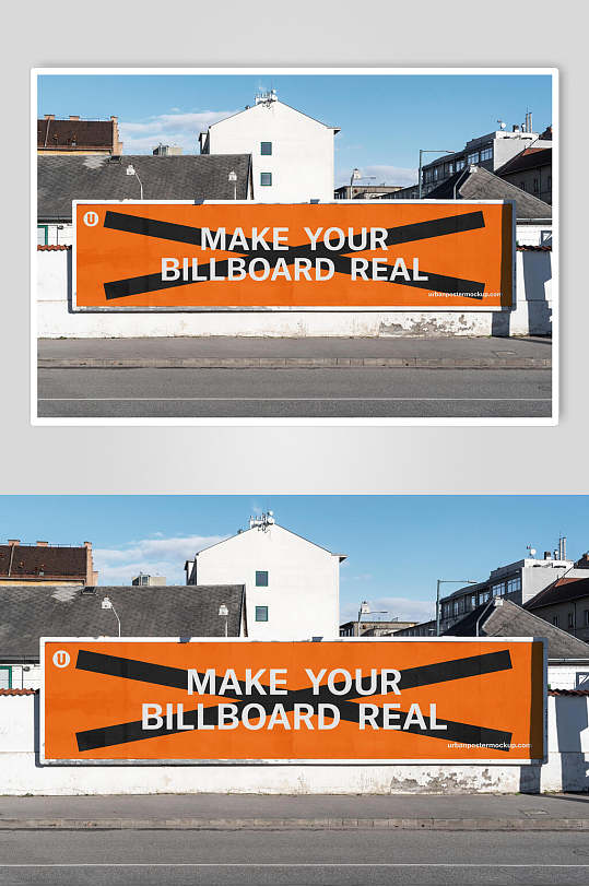 大型时尚墙面黑黄户外海报样机