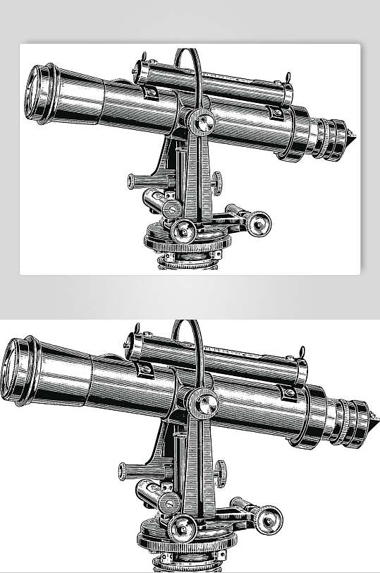 望远镜黑白线性矢量素材
