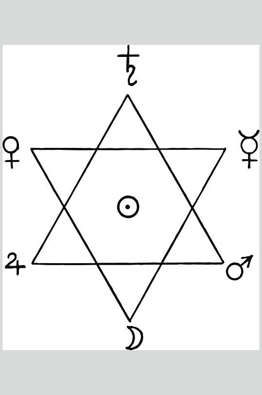 六角形黑白线性矢量素材