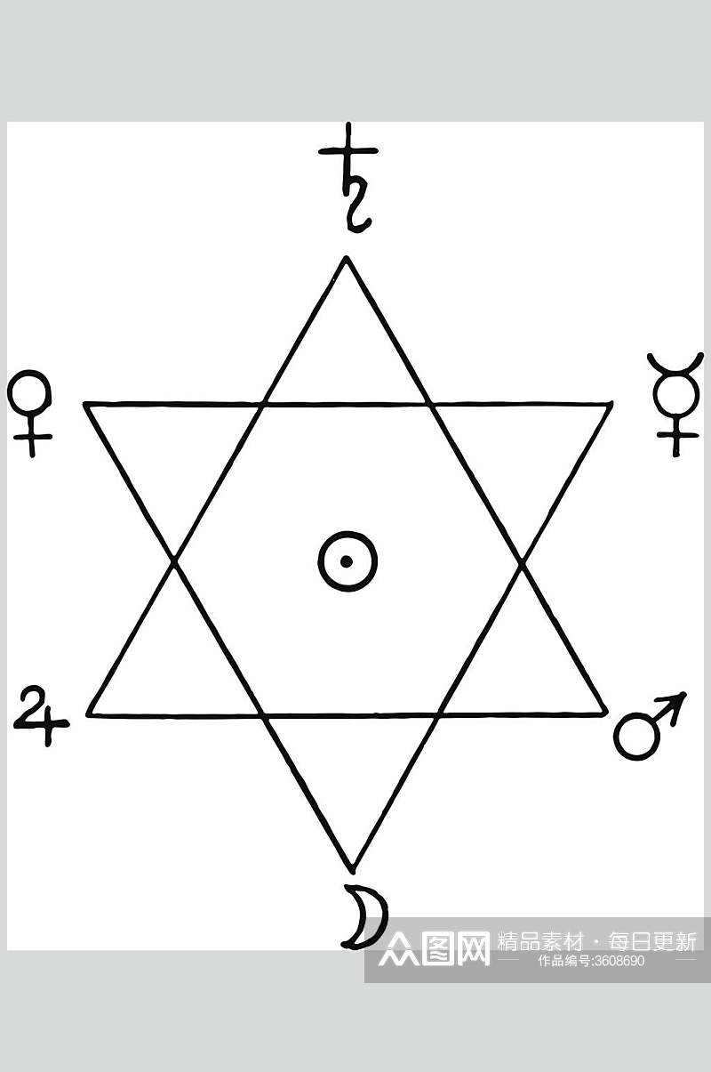 六角形黑白线性矢量素材素材