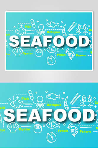 蓝色食物日系卡通图案矢量素材