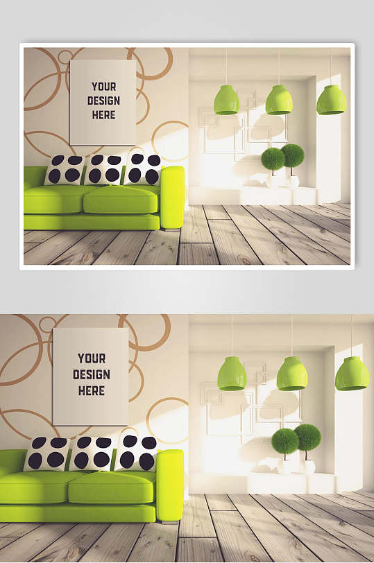 绿色沙发装饰画样机