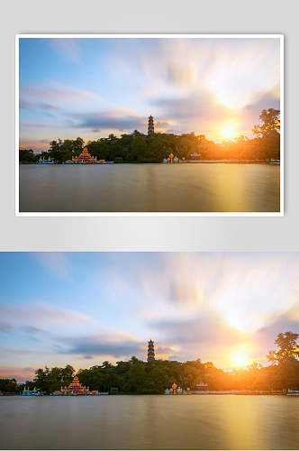 广东惠州西湖落日背景图片
