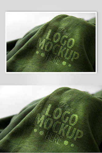 绿色布料材质logo样机
