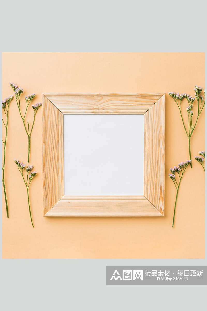 简洁木质相框花语花朵高清图片素材