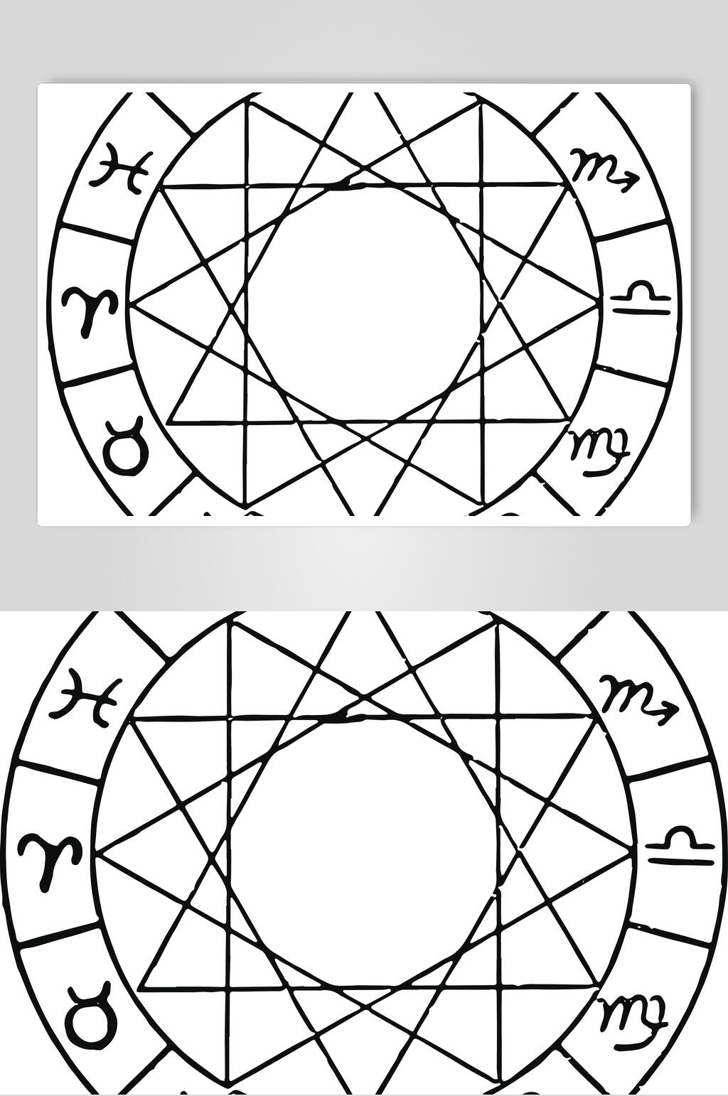 星座黑白线性矢量素材素材