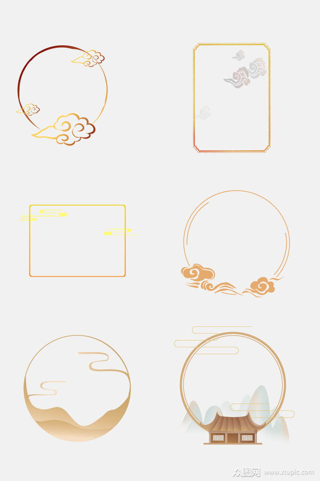 典雅古风边框免抠素材素材