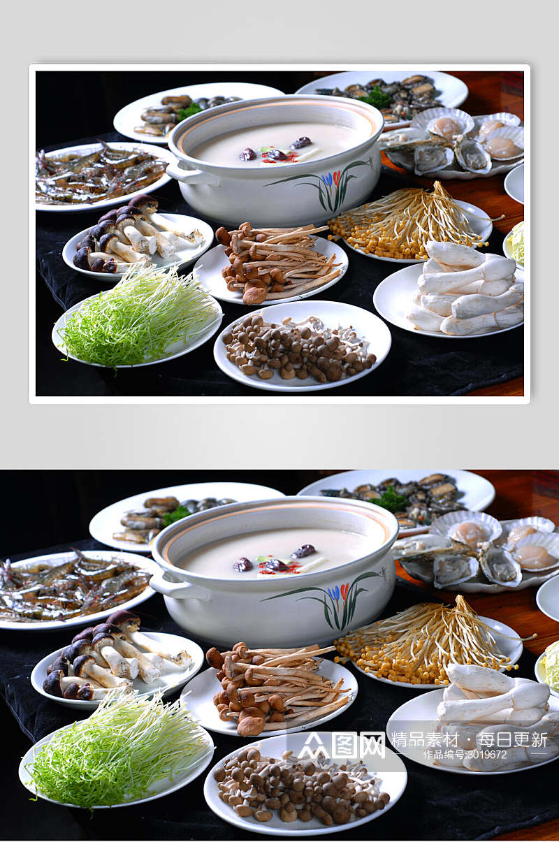 新鲜美味美食汤锅类羊肉羊杂组合汤锅摄影图片素材