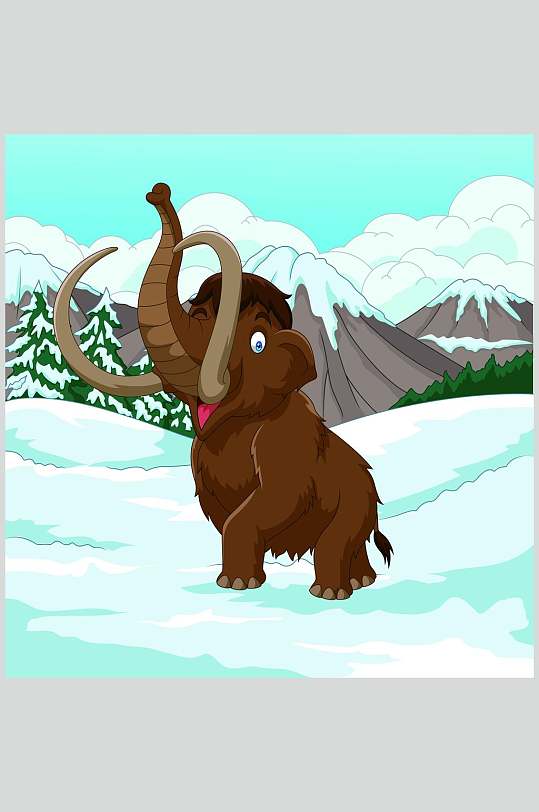 长毛象大象矢量素材