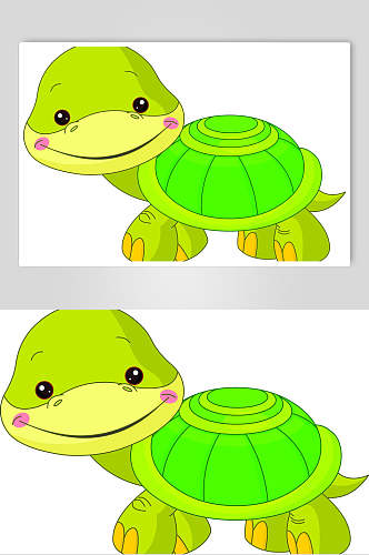 绿色圆眼咧嘴乌龟矢量素材