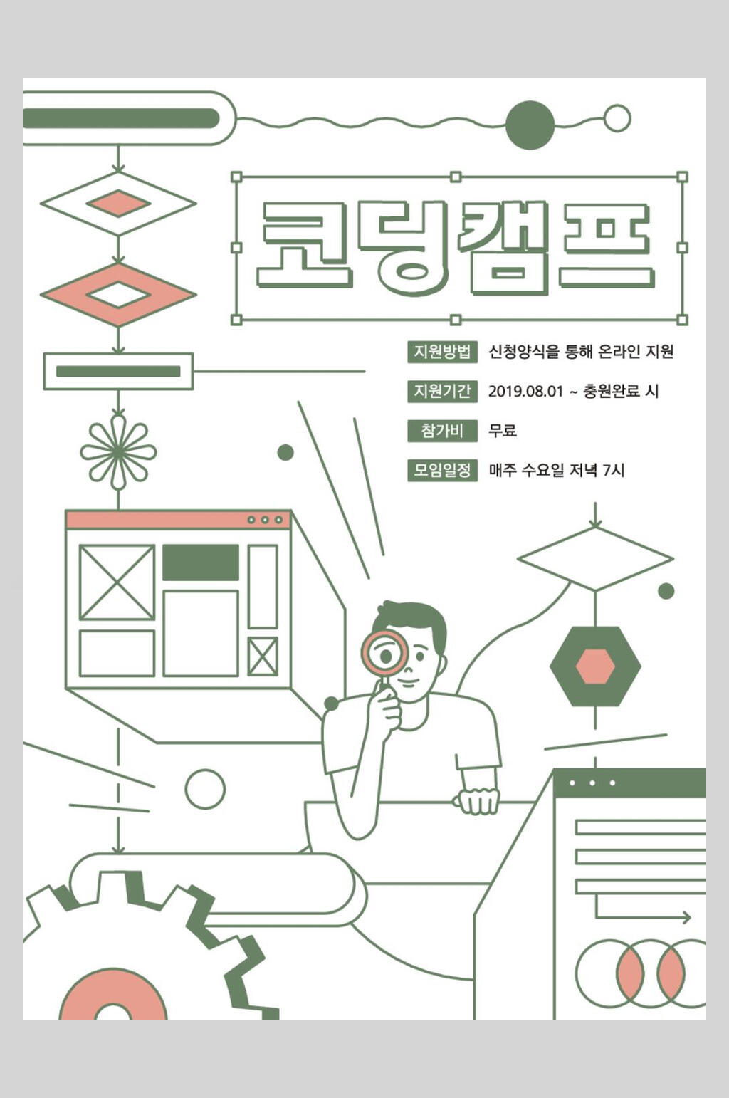 绿色线描简约海报素材