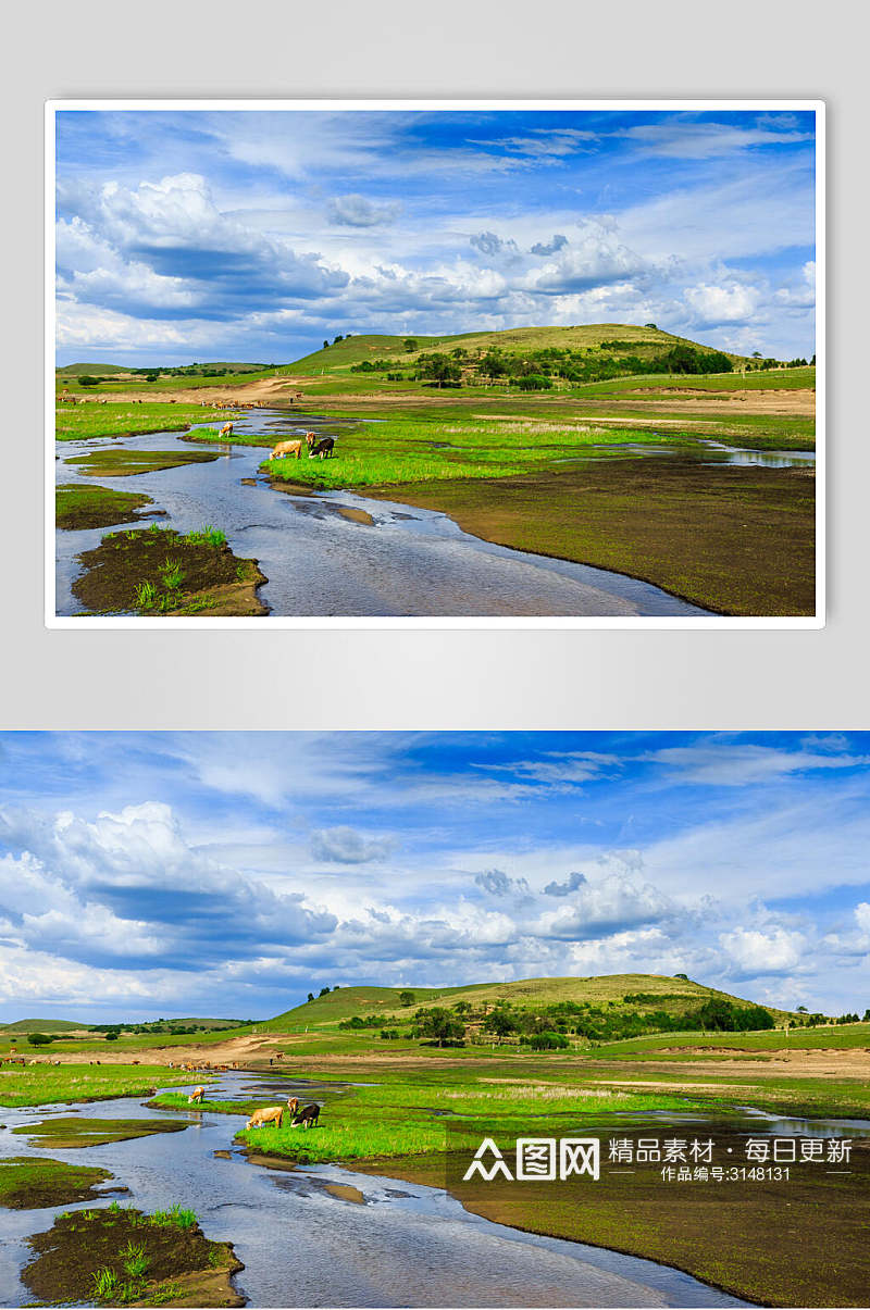 草原河流乌兰布统风景图片素材