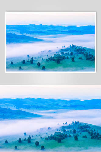 雾霭茫茫乌兰布统风景图片