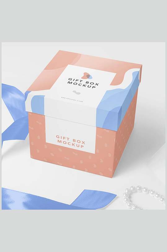 丝带盒子简约创意高端包装盒样机-众图网