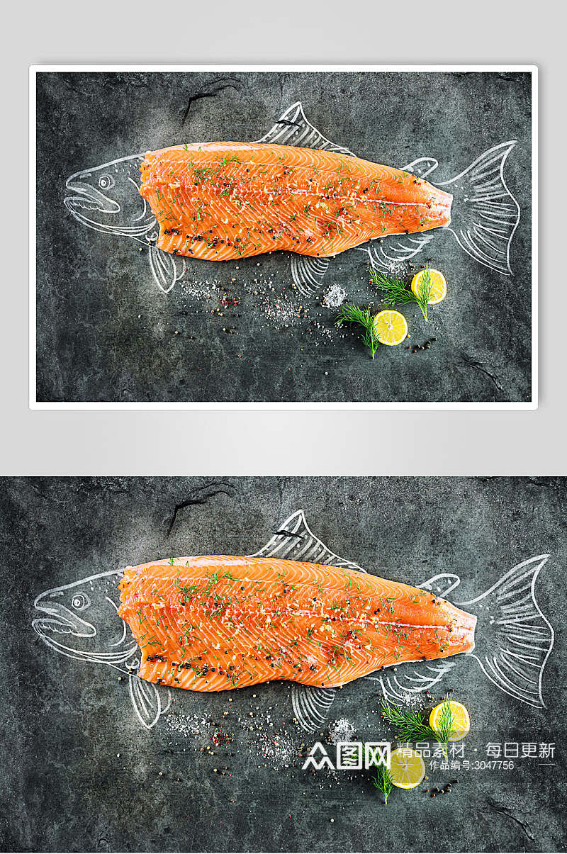 创意海鲜三文鱼图片素材